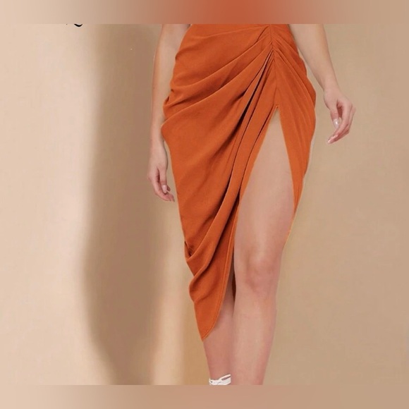SHEIN Dresses & Skirts - Orange High Slit Skirt